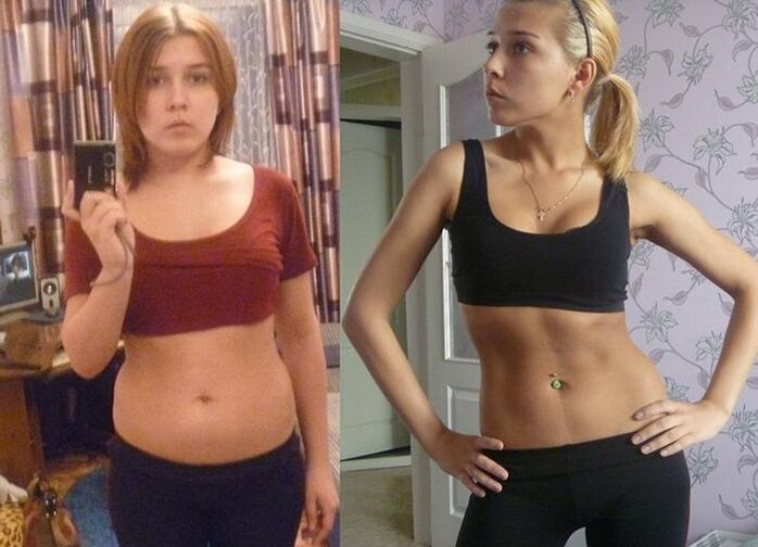 before and after following a carbohydrate-free diet