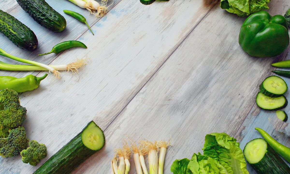 Low calorie green vegetables in buckwheat diet menu